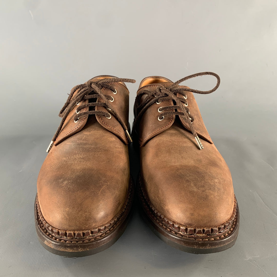 HESCHUNG Size 8 Brown Leather Derby Lace Up Shoes