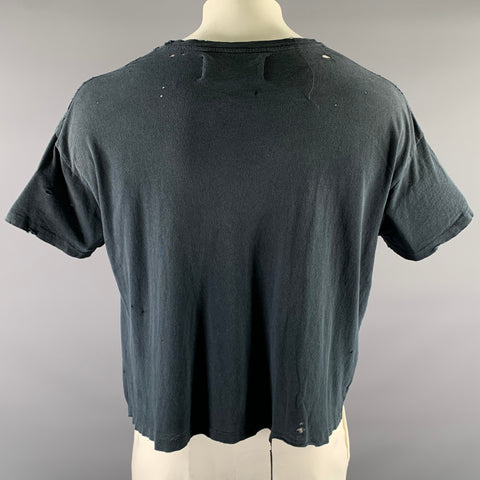 PALY HOLLYWOOD Size S Black Cotton Cropped Short Sleeve Shirt
