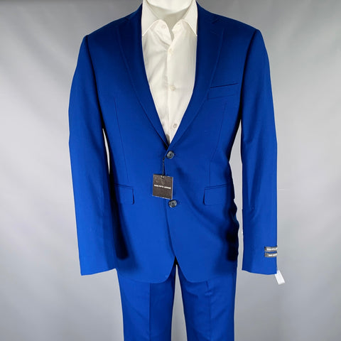 SAKS FIFTH AVENUE Size 38 Royal Blue Wool Notch Lapel Suit