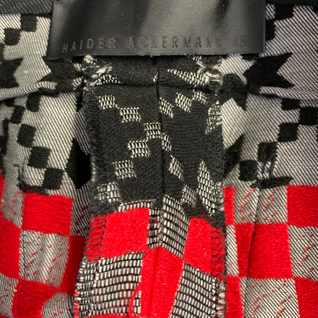 HAIDER ACKERMANN Size 32 Black Grey Red Jacquard Acrylic Blend Casual Pants