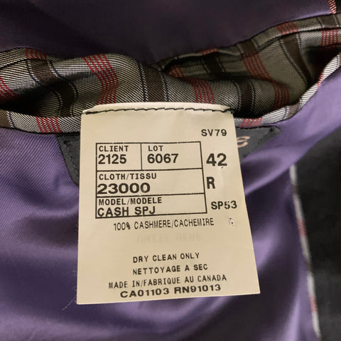 JACK VICTOR Chest Size 42 Black Cashmere Notch Lapel Sport Coat