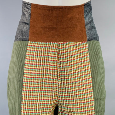 TODD OLDHAM Size 6 Multi Color Wool Blend Patchwork Tapered Casual Pants