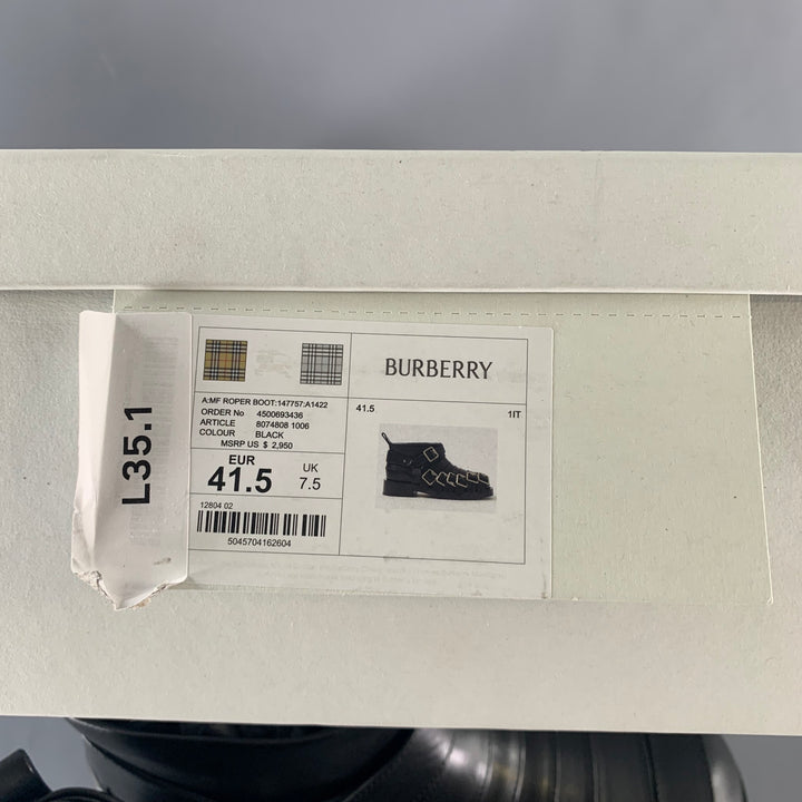 BURBERRY Size 8.5 Black Leather Pull On Boots