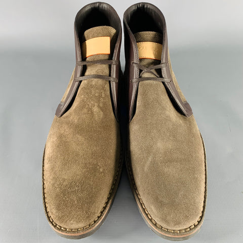 LOUIS VUITTON Size 10 Brown Textured Suede Lace-Up Boots