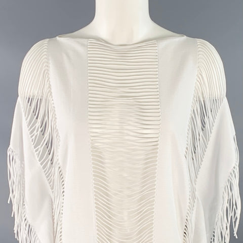 PILYQ Size M Monique White Polyamide Blend Fringe Sleeveless Casual Top