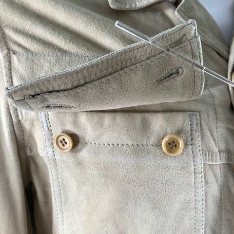 BYBLOS Size M Khaki Green Suede Trucker Jacket