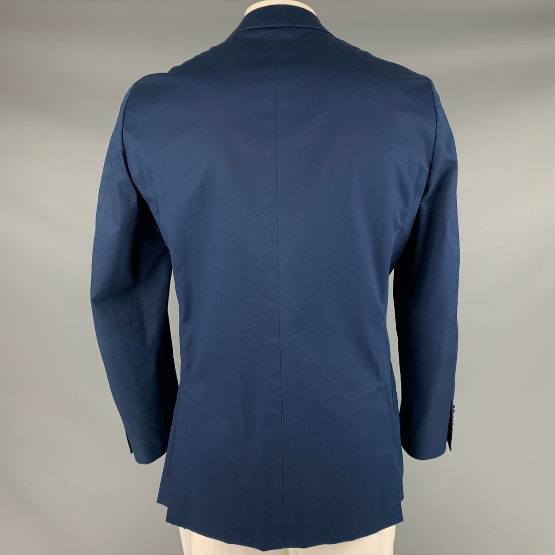 FACONNABLE Size L Navy Cotton Blend Single Breasted Notch Lapel Sport Coat