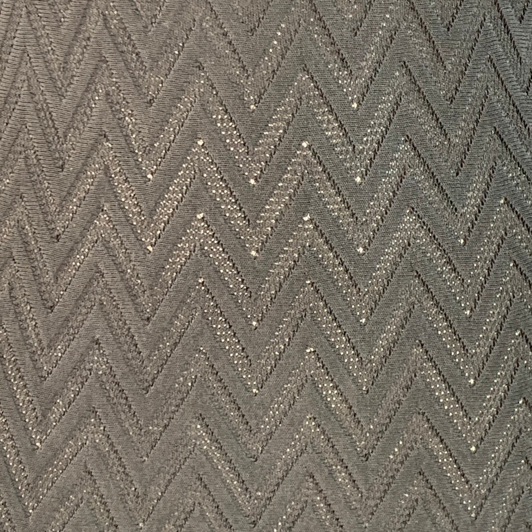 ALAIA Size 10 Black Viscose Blend Zig Zag Sleeveless Long Evening Gown