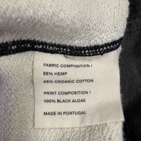 VOLLEBAK Size L Grey Black Contrast Trim Cotton Hemp Crew Neck Sweatshirt