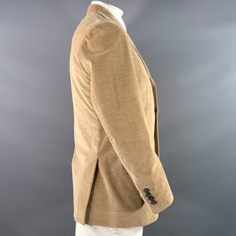 ISAIA Chest Size 42 Tan Corduroy Cotton Blend Notch Lapel Sport Coat
