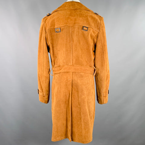 IDEAL Size M Brown Cognac Suede Belted Trench Coat