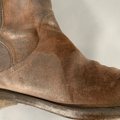 DOLCE & GABBANA Size 10.5 Brown Distressed Roughout Leather Boots