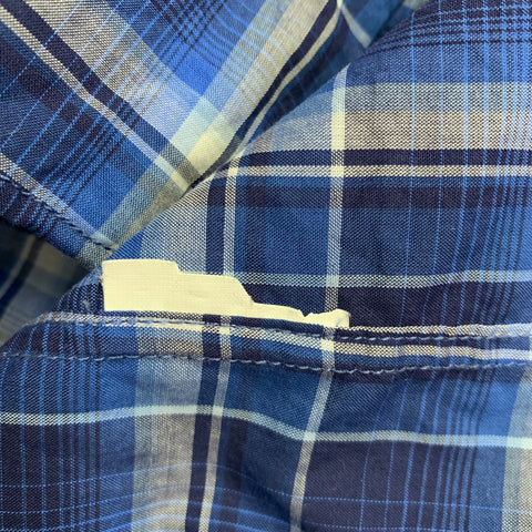 VINCE Size M Navy White Plaid Long Sleeve Shirt