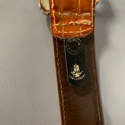 NO BRAND Brown Cognac Alligator Leather Belt