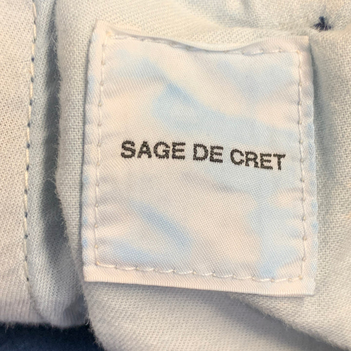 SAGE DE CRET Size M Indigo Cotton Pleated Elastic Waistband Casual Pants