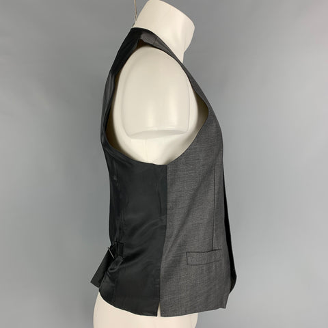 DOLCE & GABBANA Size 38 Dark Gray Black Wool Silk Vest