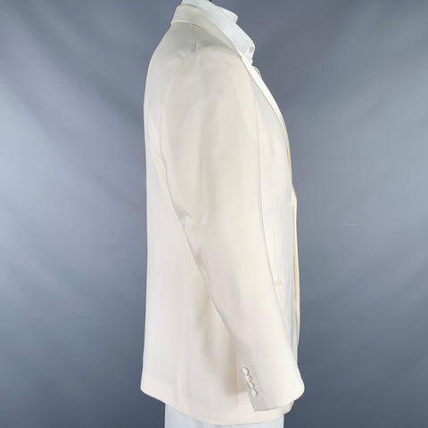 GIORGIO ARMANI Size 42 White Silk Peak Lapel Sport Coat