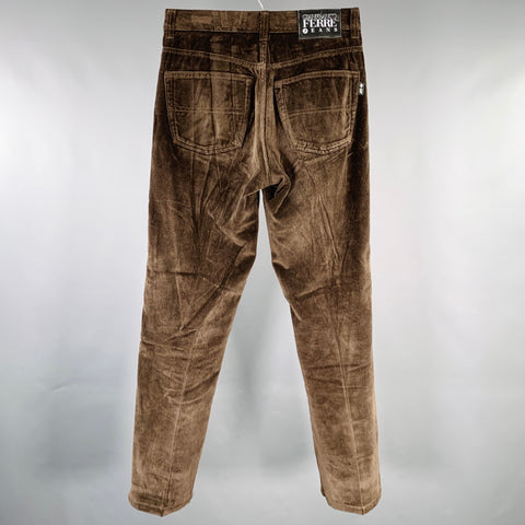 GIANFRANCO FERRE Size 33 Brown Velvet Cotton Button Fly Jeans