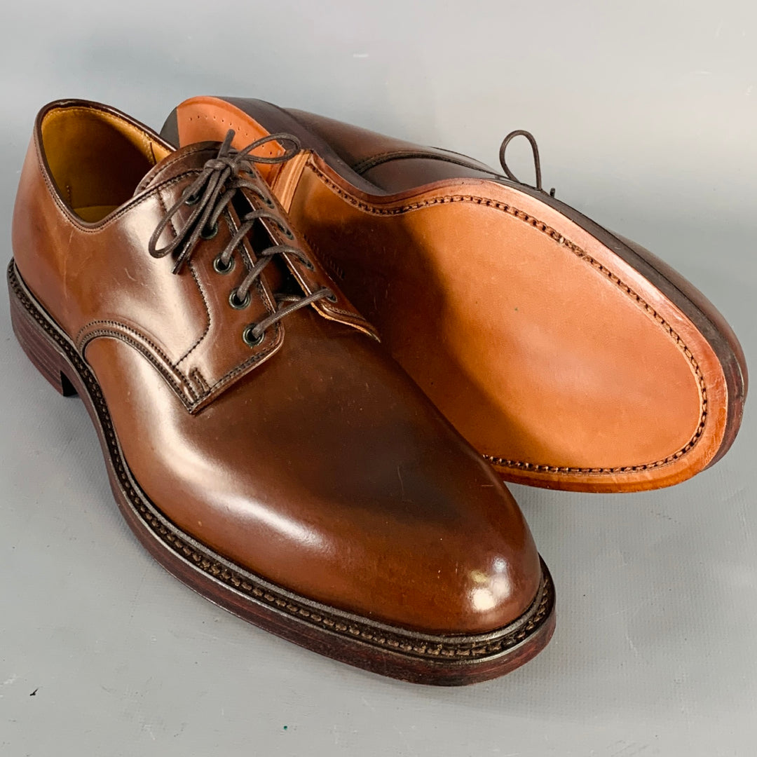 RALPH LAUREN Size 10.5 Marlow Brown Cordovan Leather Derby Lace-Up Shoes