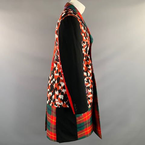 COMME des GARCONS HOMME PLUS F/W2020 Size M Black Multi Color Patchwork Wool Blend Coat