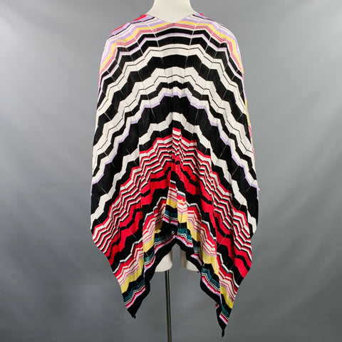 MISSONI One Size Multi Color Cotton Blend Zig Zag Shawl Casual Top