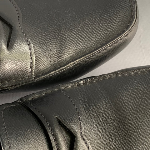 PRADA Size 10.5 Black Saffiano Leather Drivers Penny Loafers