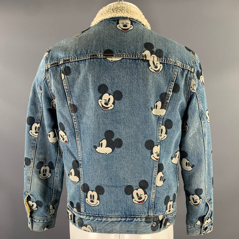 LEVI'S Size M Blue Cotton Sherpa Denim Mickey Trucker Jacket
