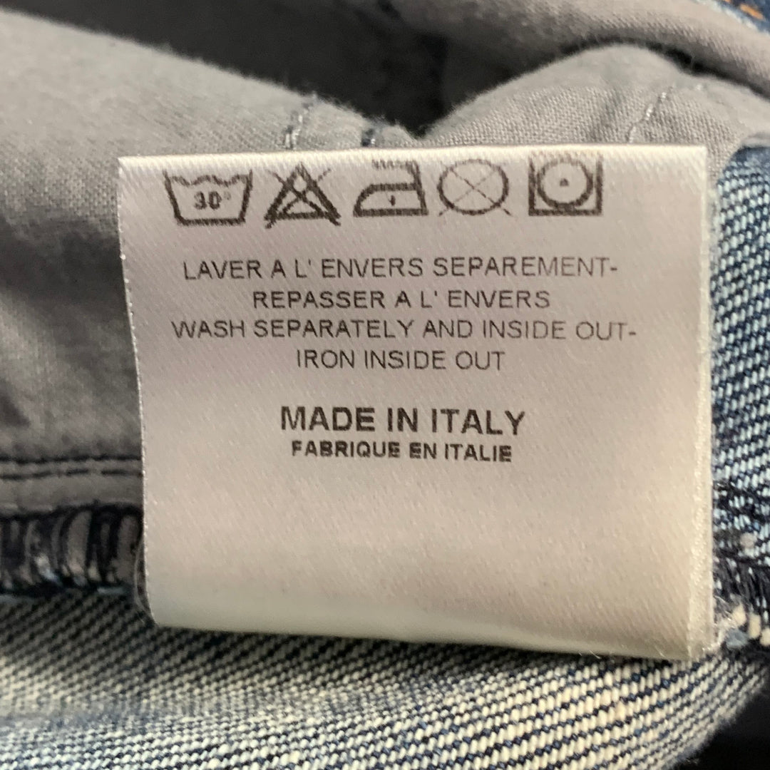 LANVIN Size 34 Blue Twill Cotton Straight Contrast Stitch Zip Fly Jeans