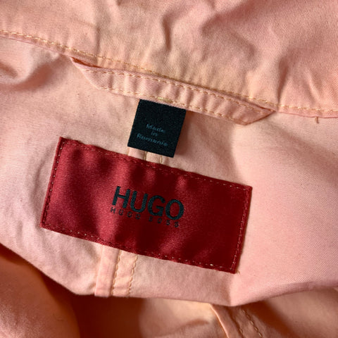 HUGO BOSS Size M Pink Solid Cotton half zip Jacket