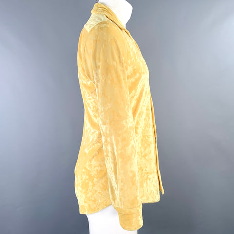 DRIES VAN NOTEN SS2020 Size 38 Yellow Velvet Polyester Blend Long Sleeve Shirt