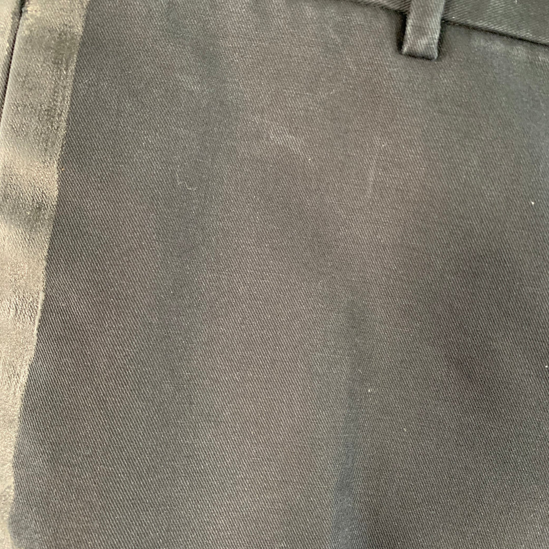 MAISON MARTIN MARGIELA Size 36 Black Cotton Twill Flat Front Button Fly Dress Pants