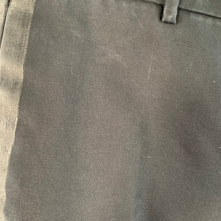 MAISON MARTIN MARGIELA Size 36 Black Cotton Twill Flat Front Button Fly Dress Pants