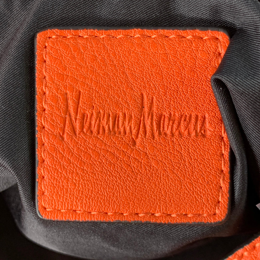 NEIMAN MARCUS Orange Gold Pebble Grain Faux Leather Tote Bag