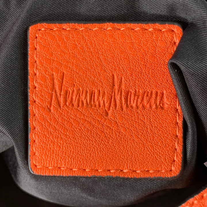 NEIMAN MARCUS Orange Gold Pebble Grain Faux Leather Tote Bag