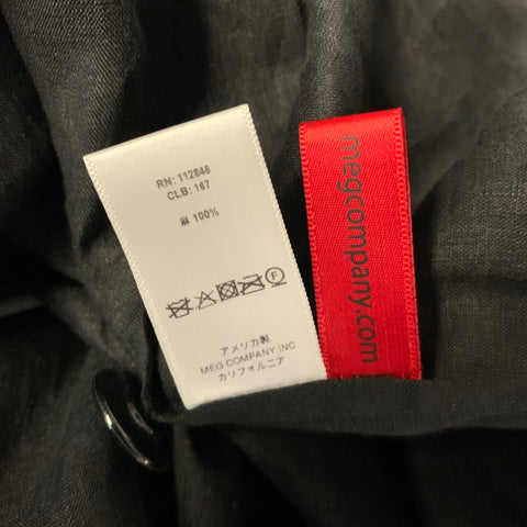MONITALY Size L Black See Through Linen Double Breasted Coat