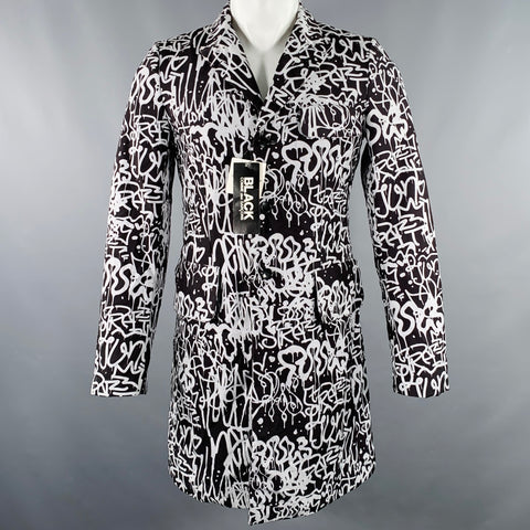 COMME des GARCONS 2019 Size M Black White Print Polyester Coat