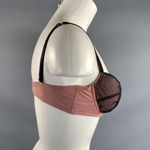 MOSCHINO Size L Pink Black Nylon Blend Mesh Bralette Lingerie