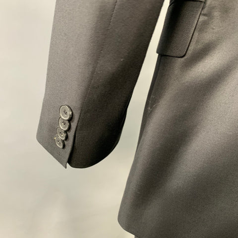 HUGO BOSS Size 44 Black Wool Single Breasted Notch Lapel Suit