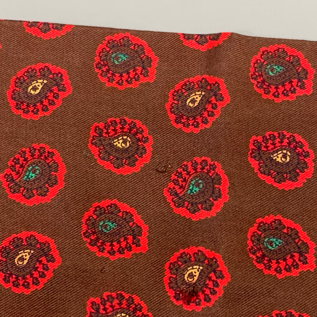 VINTAGE Brown Red Paisley Scarf