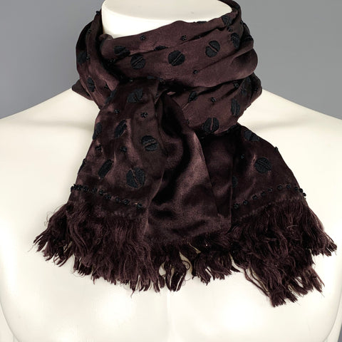 DRIES VAN NOTEN Brown Black Gold Embroidered Silk Scarf