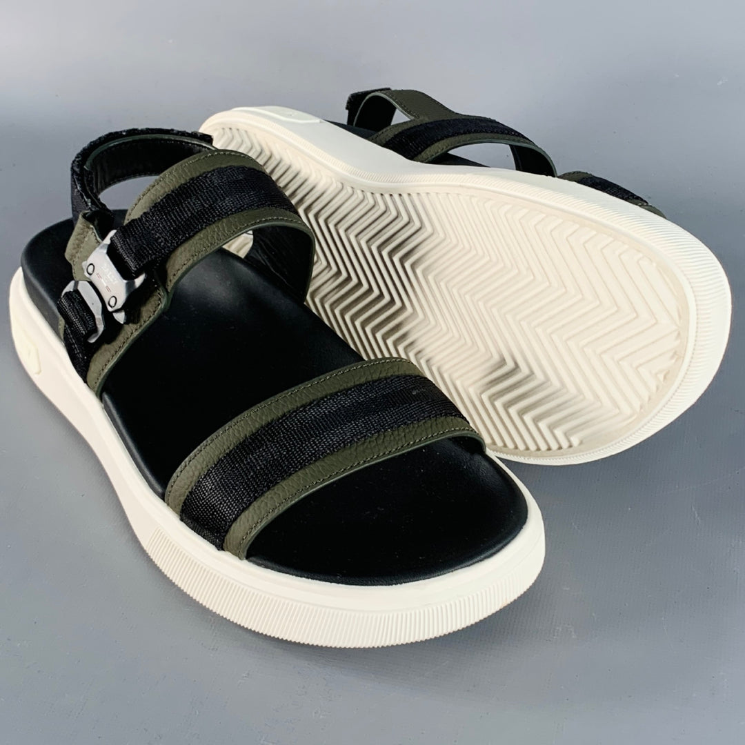 BALLY Size 7 Jere Black Charcoal Nylon Rubber Sole Buckle Sandals