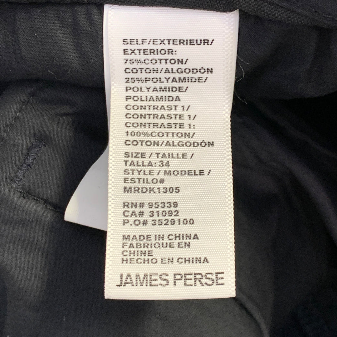 JAMES PERSE Size 34 Navy Cotton Blend Zip Pockets Tapered Casual Pants