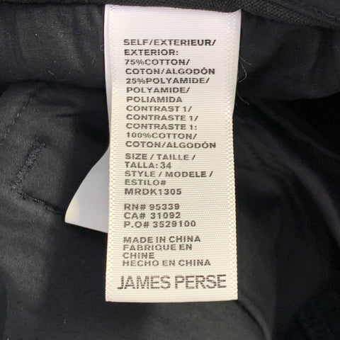 JAMES PERSE Size 34 Navy Cotton Blend Zip Pockets Tapered Casual Pants