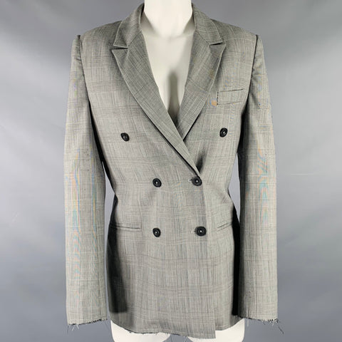 KSUBI Size S Black White Polyester Wool Glen Plaid Blazer