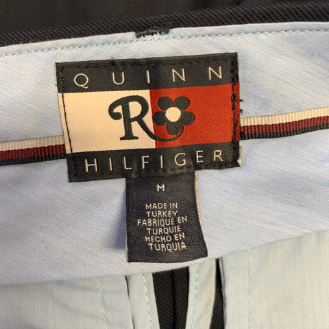 TOMMY HILFIGER Size 32 Navy Embroidery Cotton Wide Leg Dress Pants