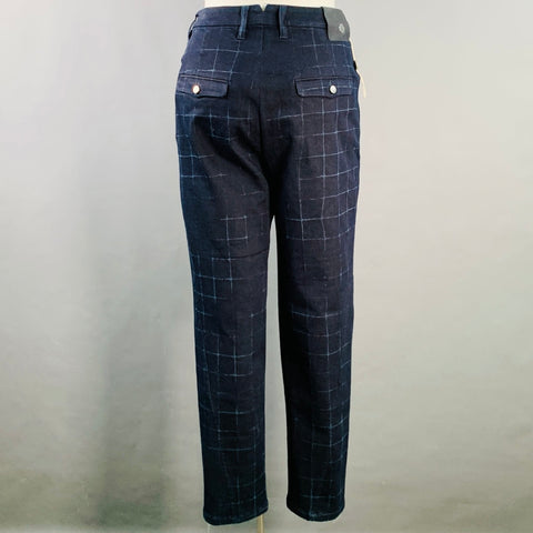 HIGH Size 10 Navy Cotton Blend Windowpane Zip Fly Casual Pants