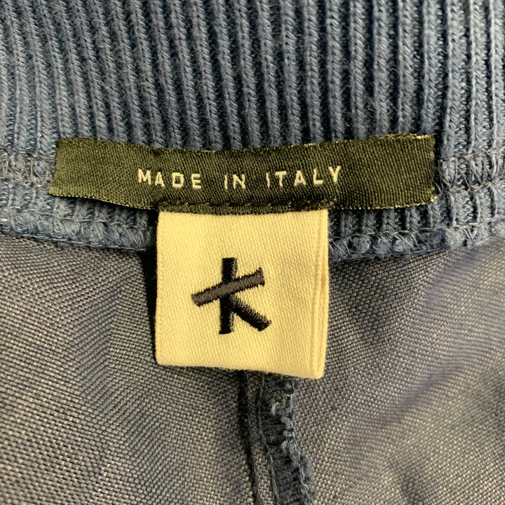 ADAM KIMMEL Size XL Blue Cotton Linen Notch Lapel Suit