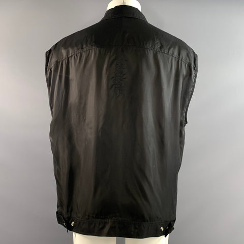 RICK OWENS Size S Black Cupro Snaps Vest Outerwear