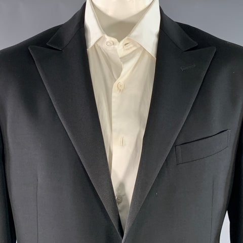 POLO by RALPH LAUREN Size 46 Black Virgin Wool Peak Lapel Tuxedo