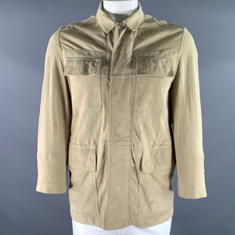 BYBLOS Size M Khaki Green Suede Trucker Jacket